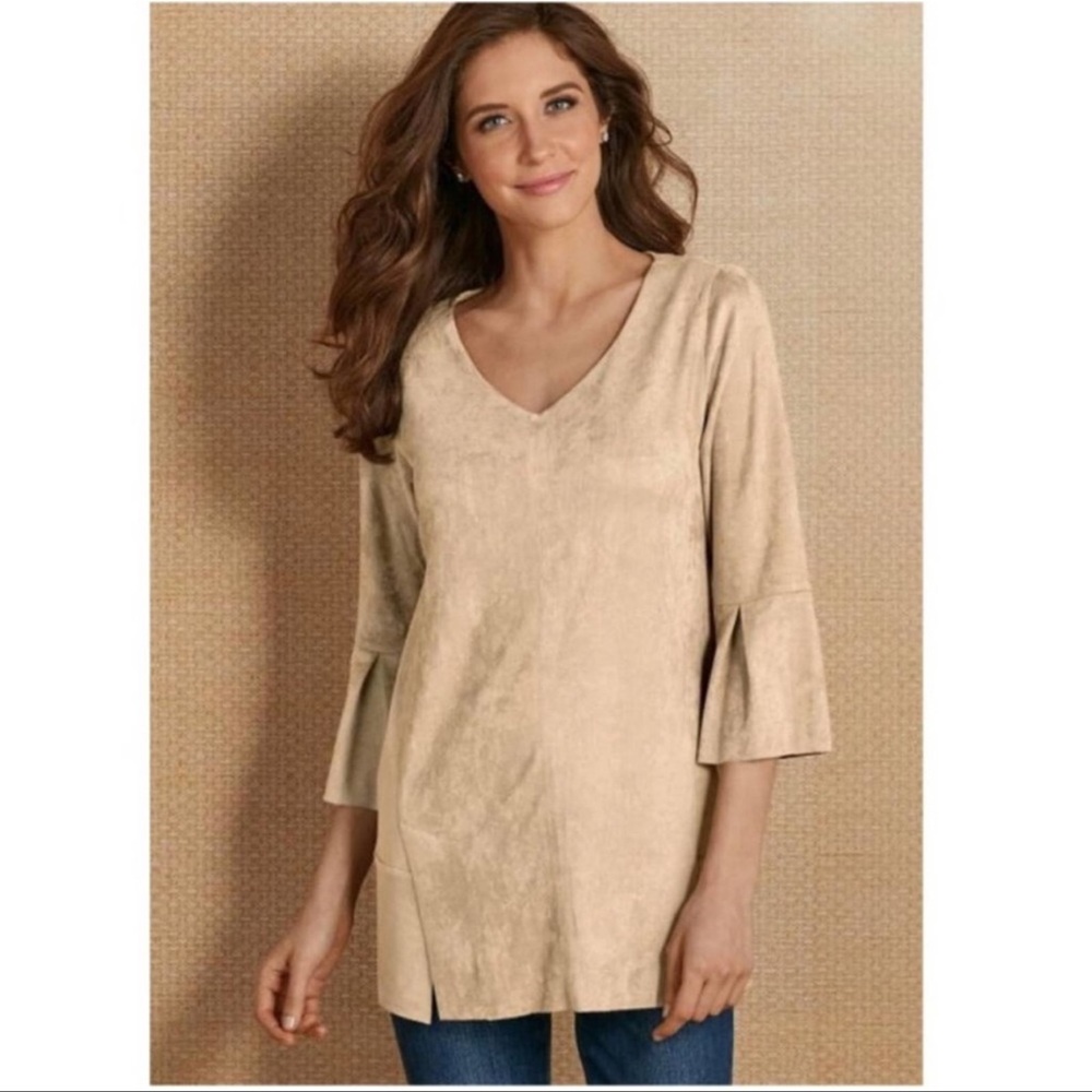 Soft Surroundings Izzy Faux Suede Tunic Top Size XL